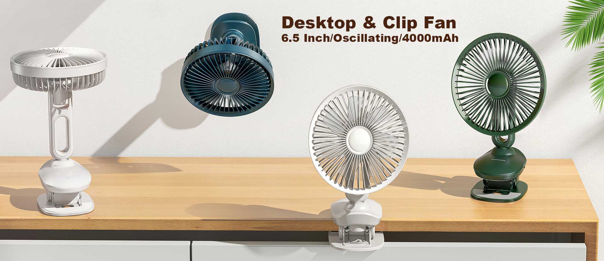 6.5 inch Desktop clip fan oscillating fan chargeable battery